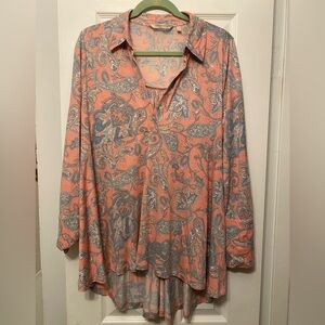 Soft Surroundings Floral Paisley Long Sleeve Top
